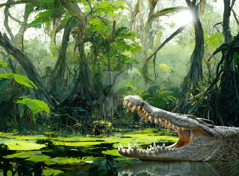 Asiatosuchus chilling the swamp by elaphe15 on DeviantArt