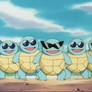 The Squirtle Squad laughs at Ash, Brock, and Misty