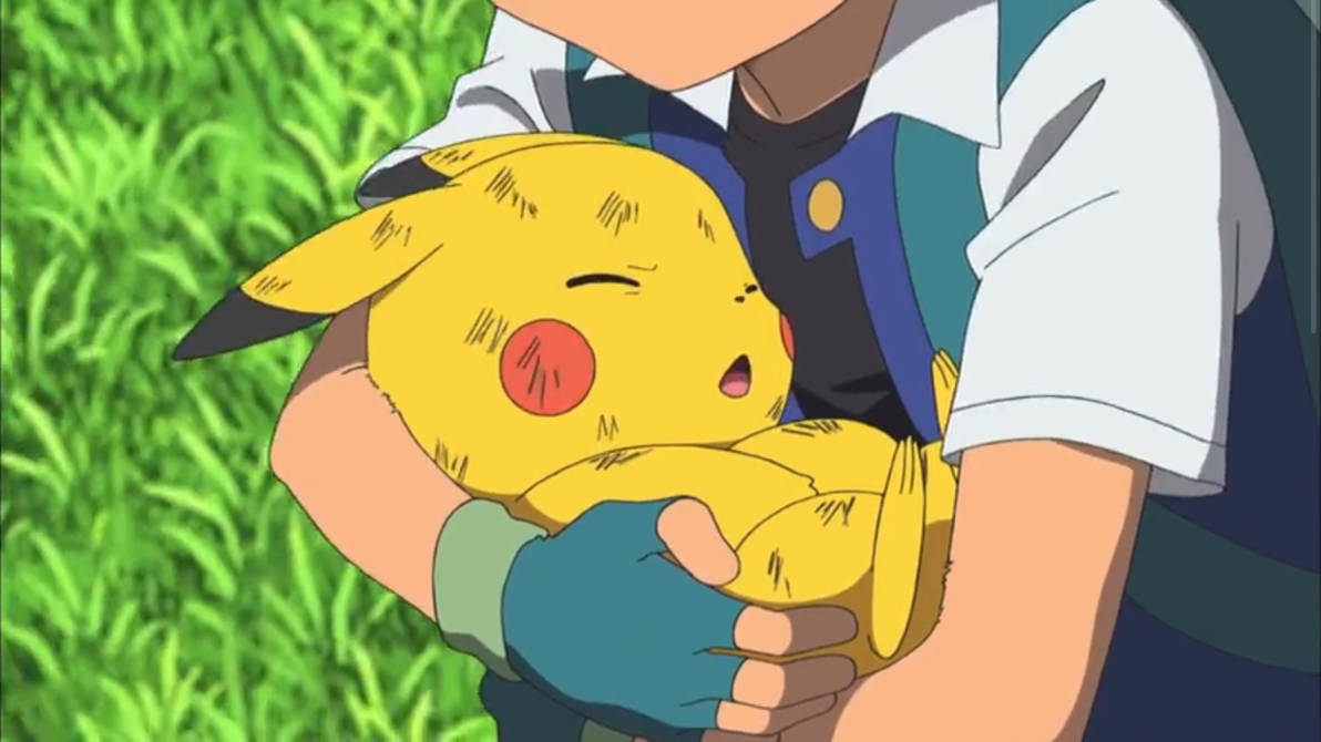 An injured Pikachu in Ash's arms by Advanceshipper2021 on DeviantArt