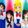 Serena (Usagi) and friends in their school uniform