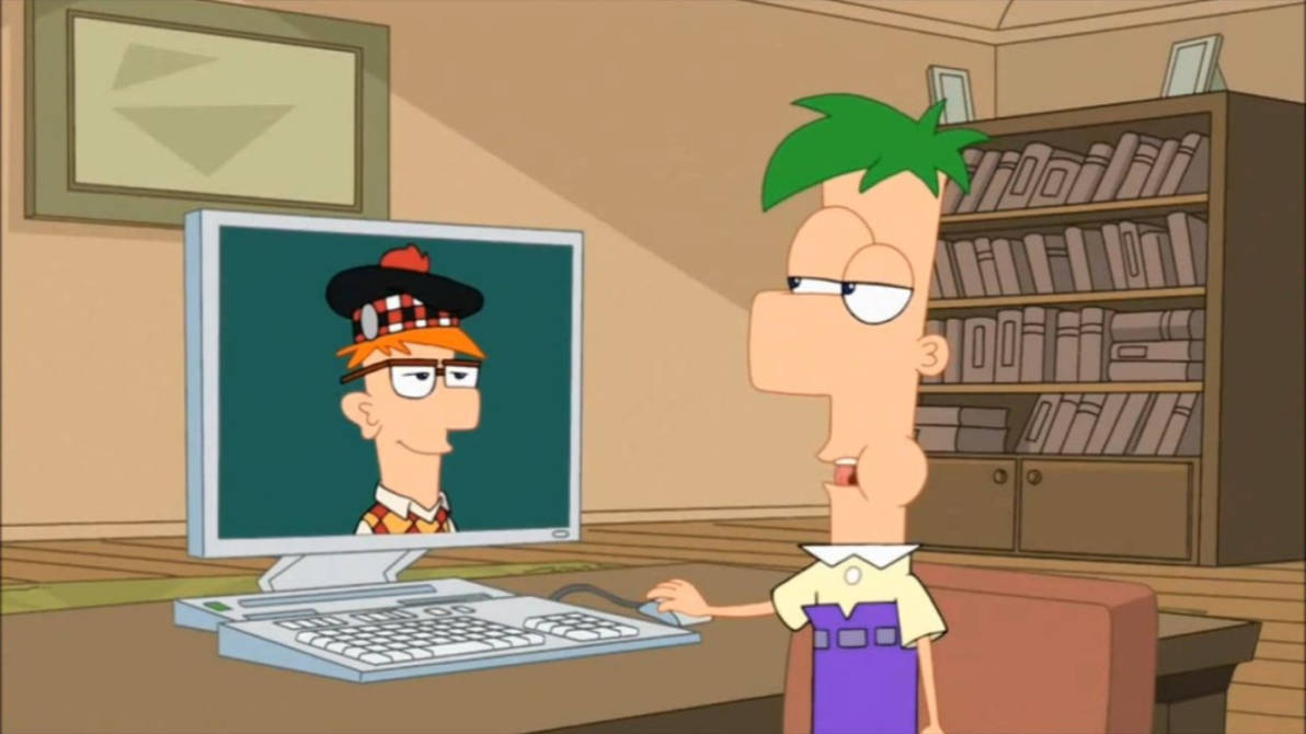 Ferb talking to his cousin on the computer screen by Advanceshipper2021 ...
