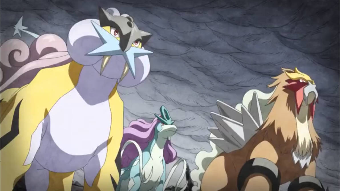 Entei Tower Raikou, Entei and Suicune outside the Burned Tower by ...