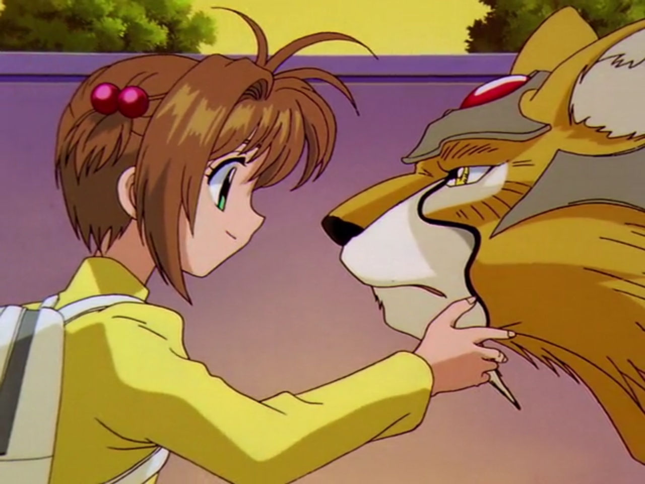 Sakura smiling as she sees Kero in his true form by Advanceshipper2021