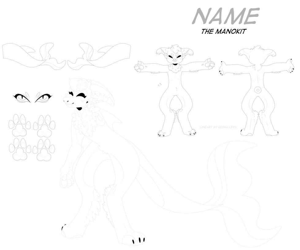 Manokit F2U ref sheet lineart by KeshaLeyn on DeviantArt