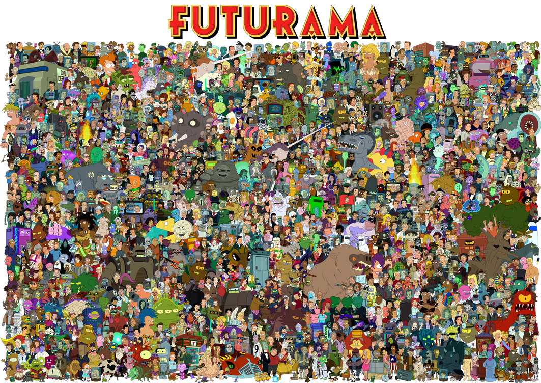 The cast of Futurama by Unrellius