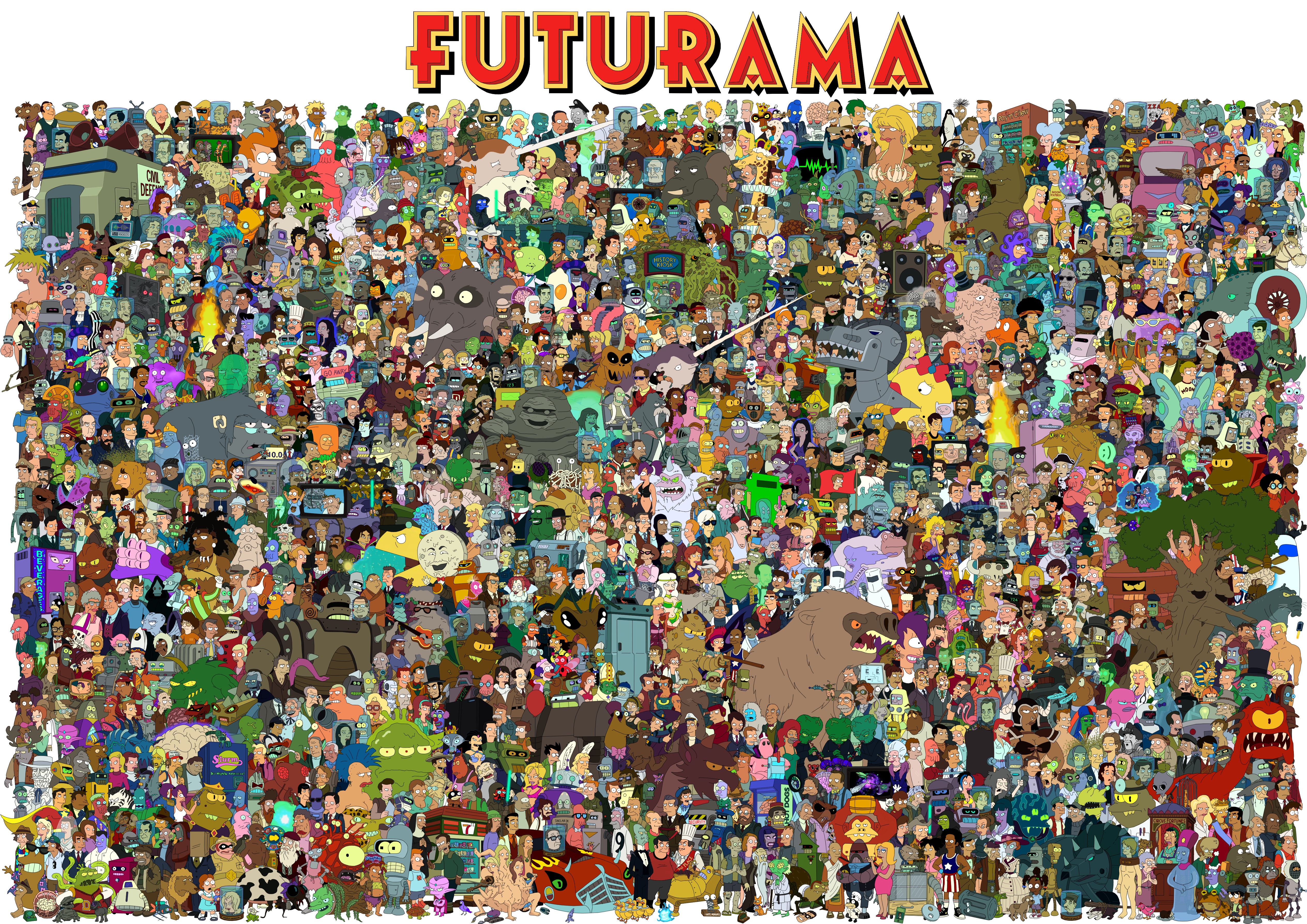 The cast of Futurama by Unrellius