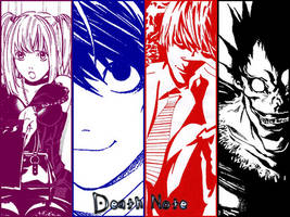 Wallpaper - Death Note (Raito, L, Misa and Ryuuku)