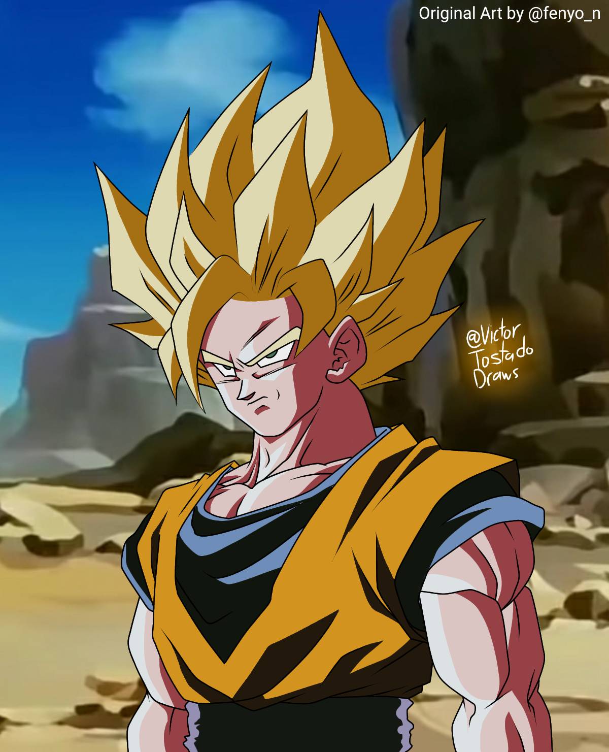 Goku SSJ2 (Color a dibujo de Fenyo) by VictorTostado on DeviantArt