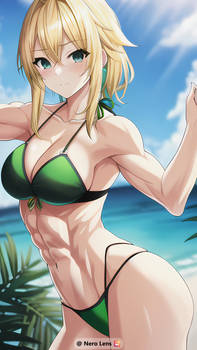 Blonde Green Bikini Girl 5