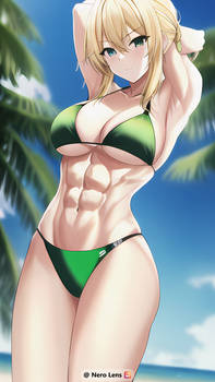Blonde Green Bikini Girl 8