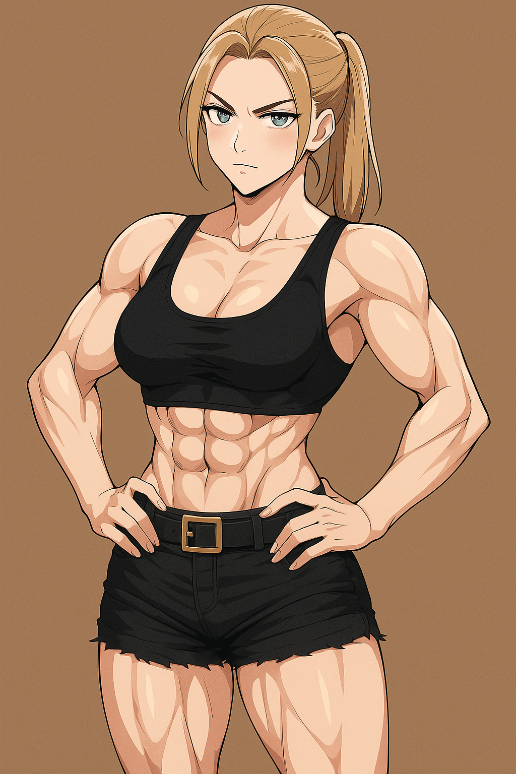Sonya Blade with Abs (MK 1995 anime style)