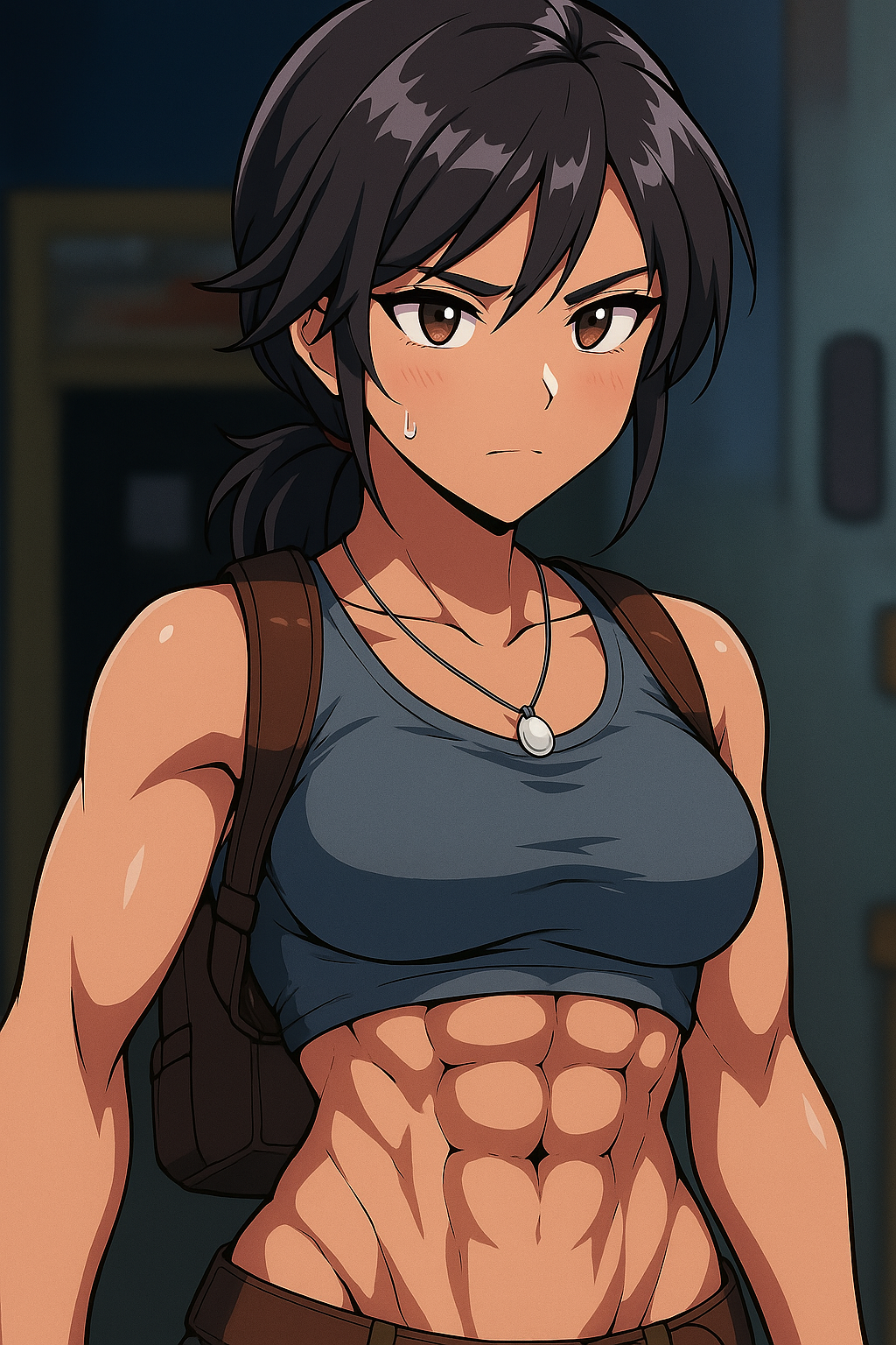 Chloe Frazer with Abs 3 (ChatGPT anime style)