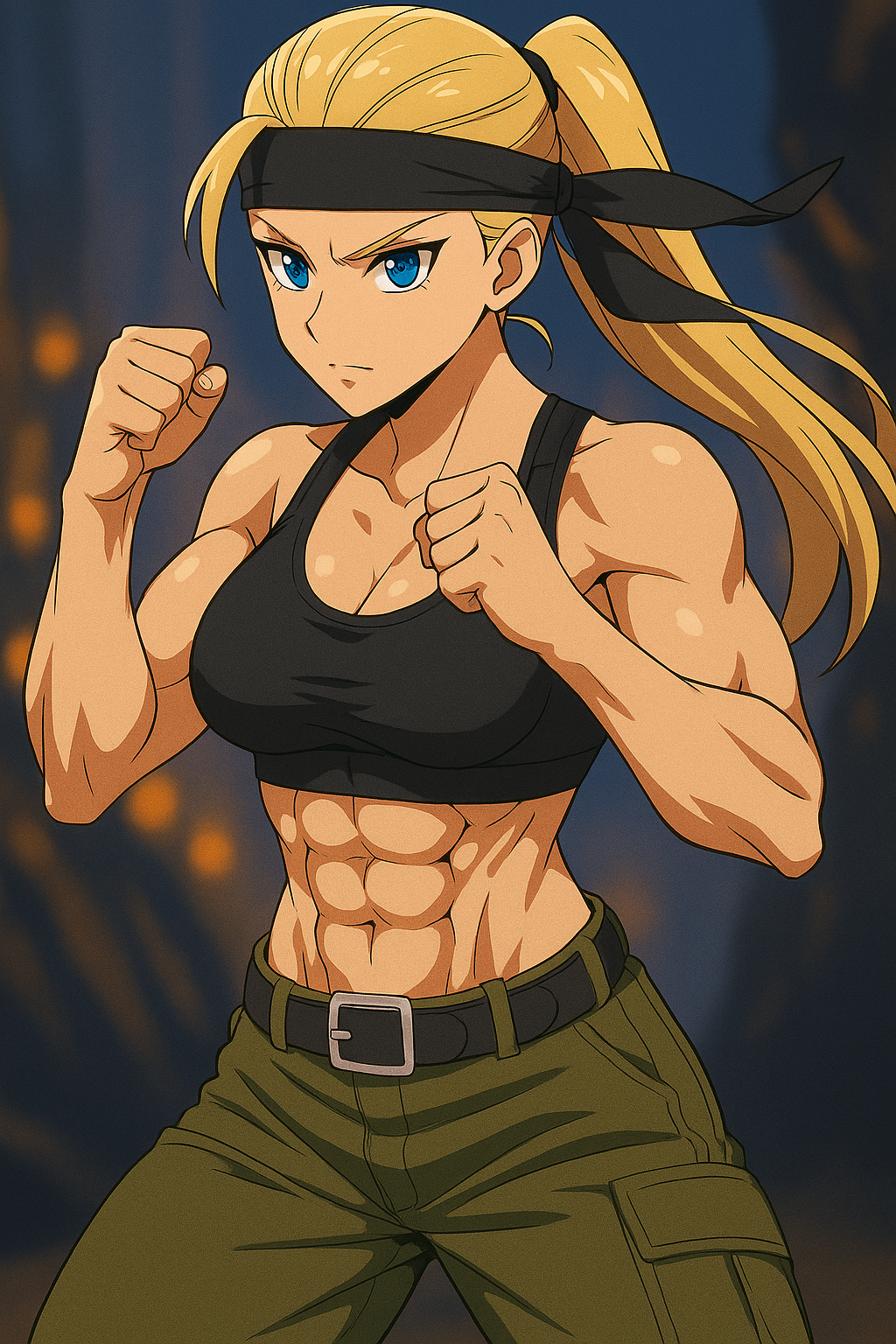 Sonya Blade with Abs 33 (ChatGPT anime style)