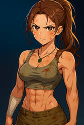 Lara Croft with Abs (ChatGPT anime style)
