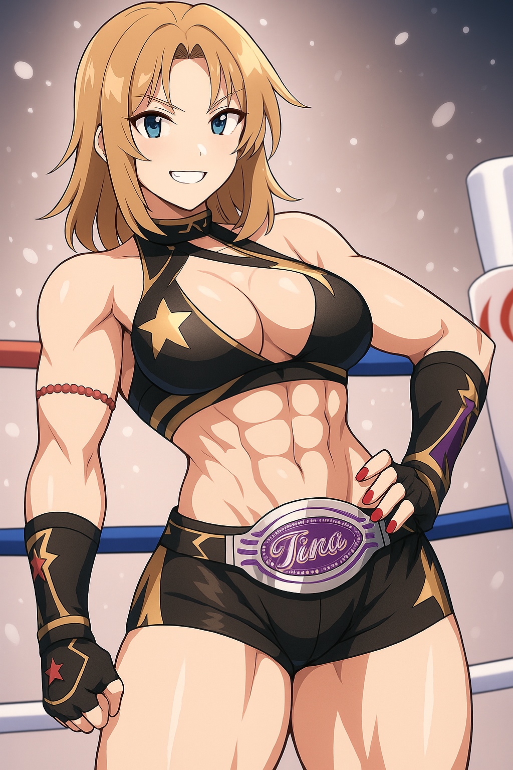 Tina Armstrong with Abs (ChatGPT anime style)
