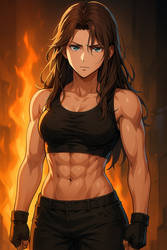 Sarah Connor with Abs (ChatGPT anime style)