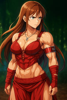 Elektra with Abs 2 (ChatGPT anime style)