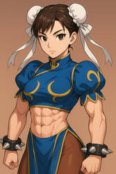 Chun-Li with Abs (ChatGPT anime style)