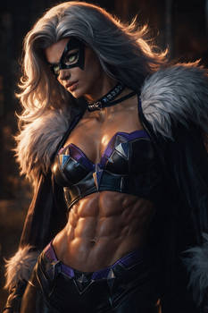 Black Cat with Abs 2 (ChatGPT Realistic Style)