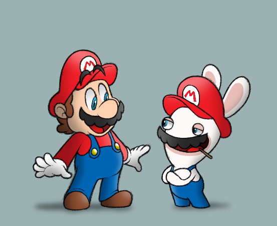 Mario and Rabbid Mario by TheKingOfScares on DeviantArt