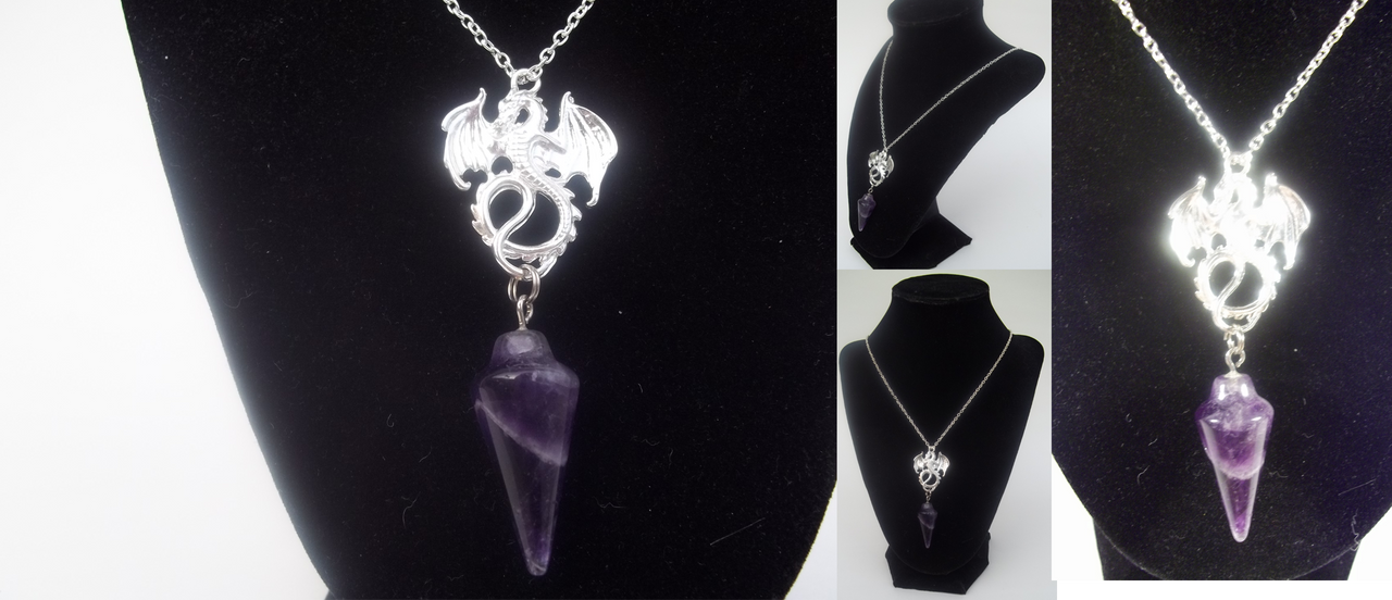 Amethyst Pendulum Dragon Priestess Necklace 2