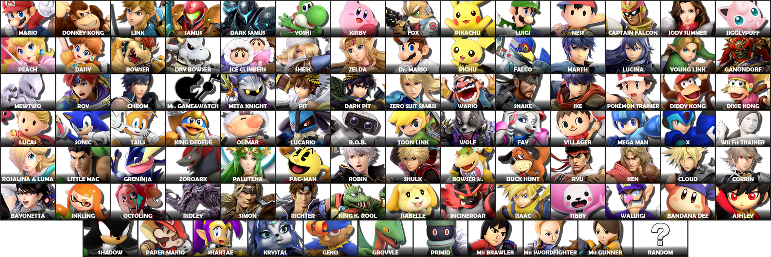 SSB Delta roster (No background) by CyanDelta on DeviantArt