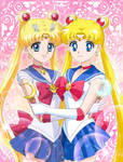 Sailor Moon hugging herself