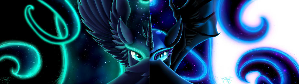 Nightmare moon/Luna (Two screen wallpaper)