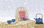 Snow Monkey Drinking Hot Tea 2 by McQuade