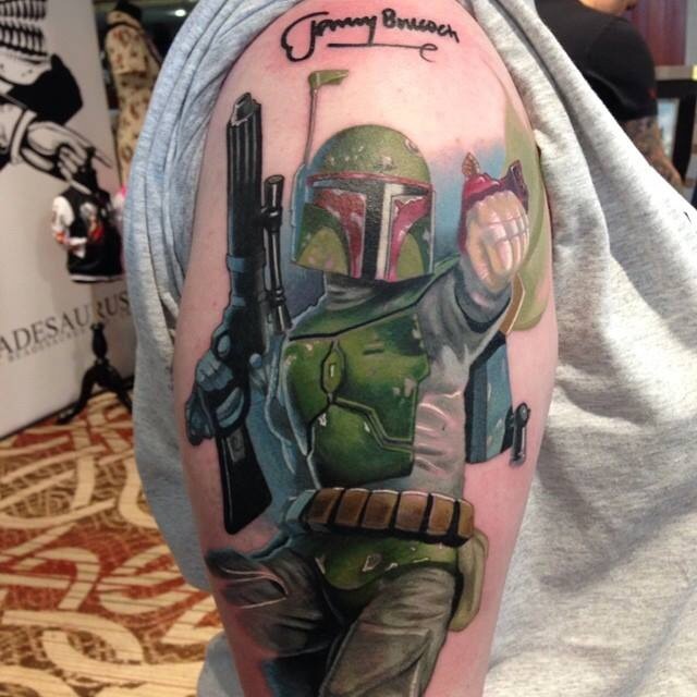 Boba fett tattoo signed by Jeremy Bulloch by TheSecondAvenger on