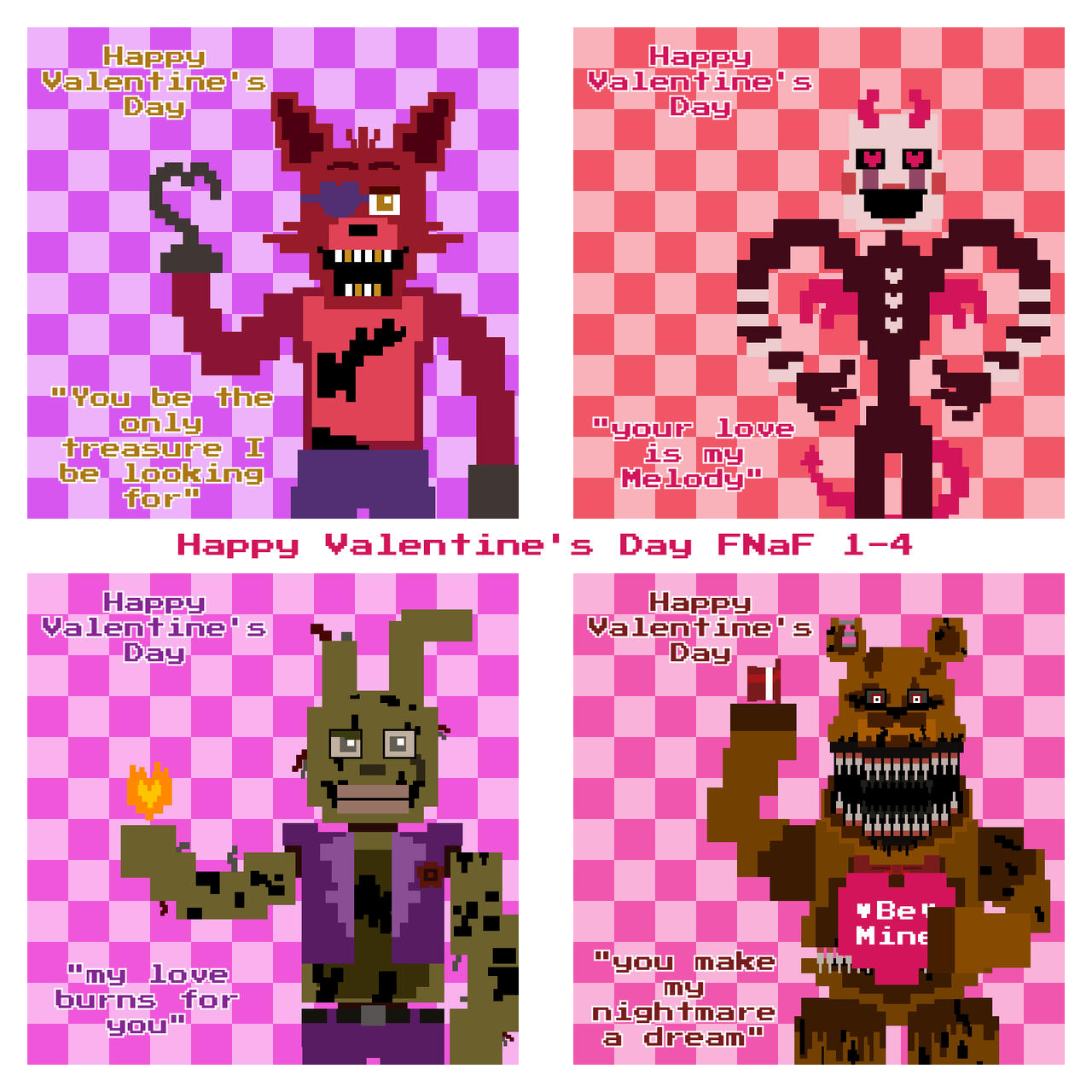 Happy Valentine's Day FNaF 1-4 by Mariorainbow6 on DeviantArt
