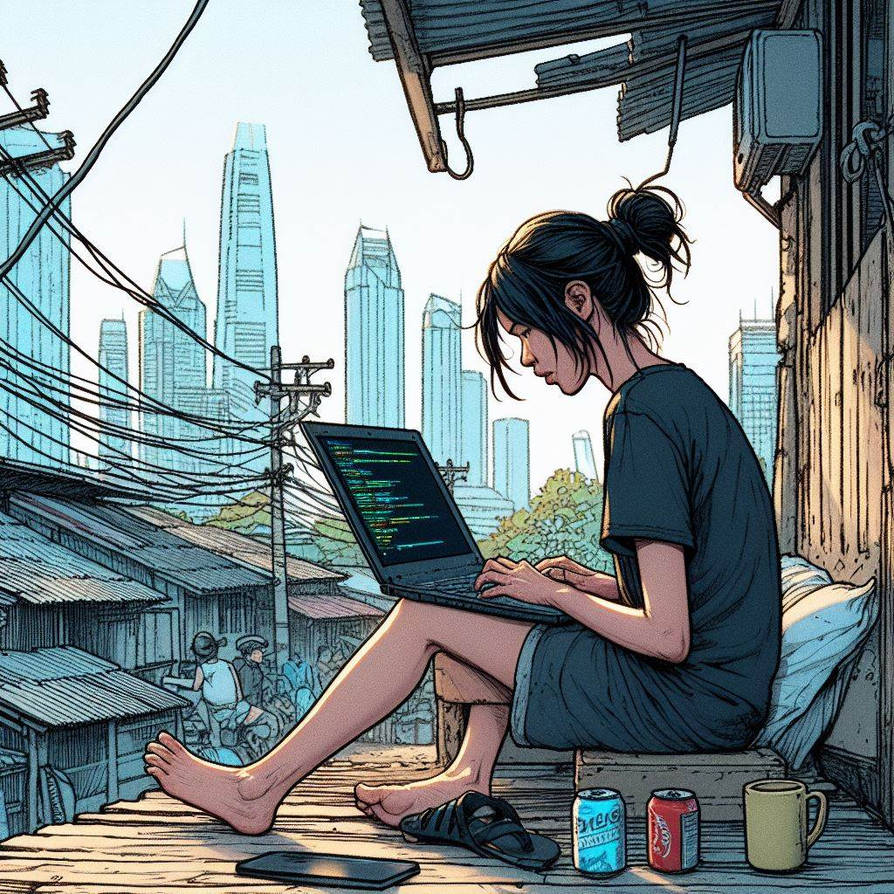 Asian girl coding 3 by santer777 on DeviantArt