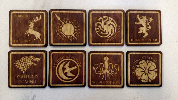 Game of Thrones coasters - all houses