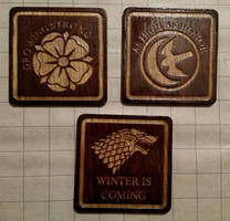 Game of Thrones coasters - Tyrell, Arryn, Stark
