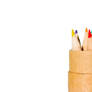 6 colored pencils in a box