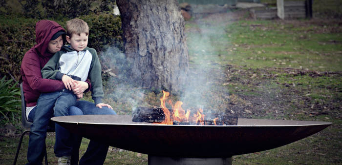 Sitting by the fire pit