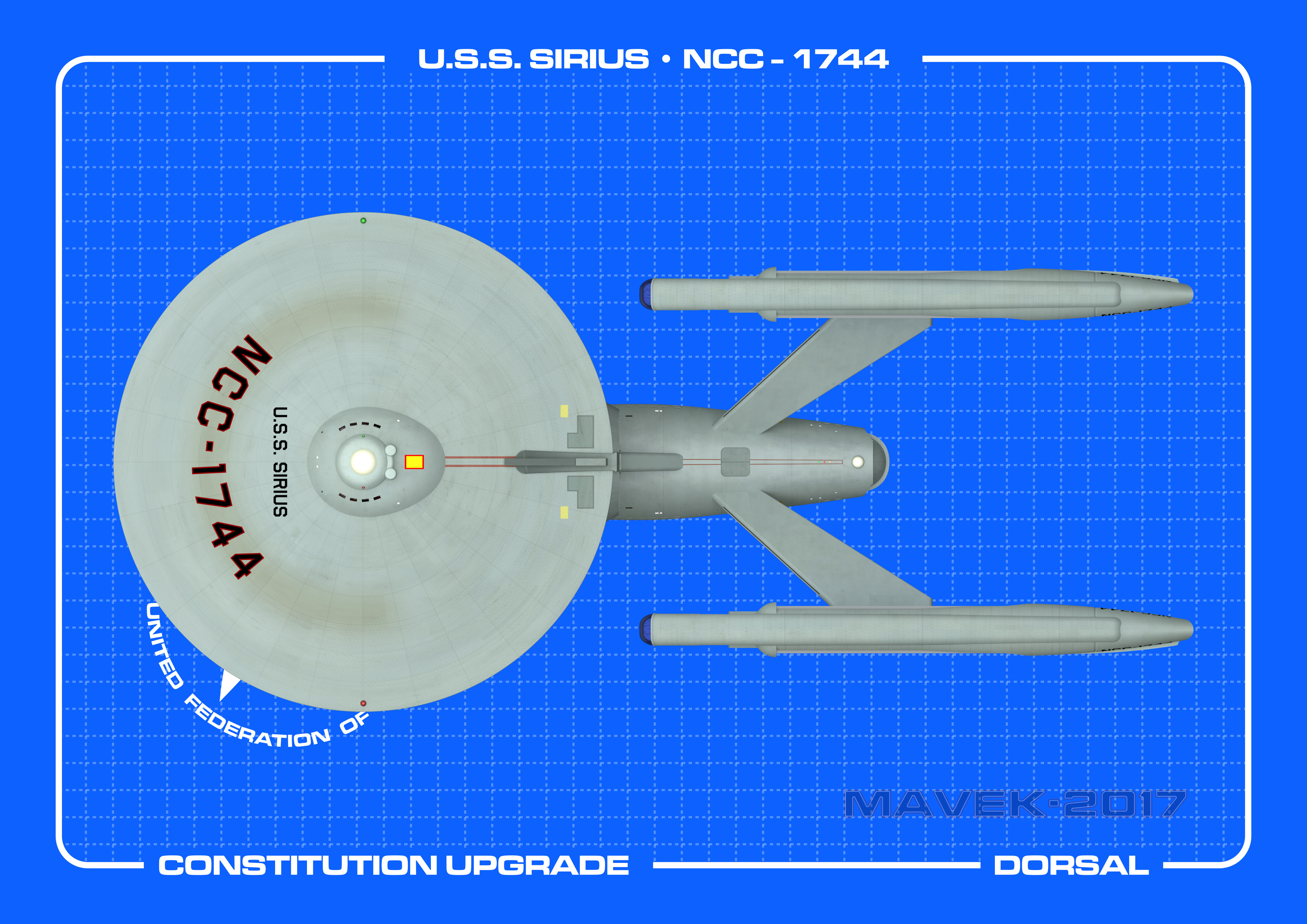 U.S.S. Sirius  NCC - 1744 Dorsal