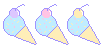 (F2U) 3 Floaty Ice Creams (pastel galaxy)
