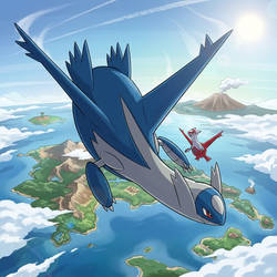 Macro Latios with Latias: The giant Hoenn guardian
