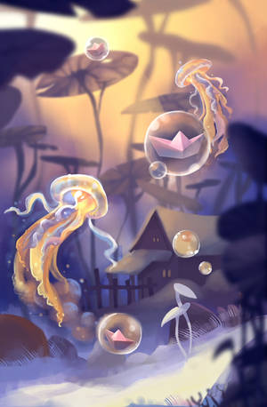 Card illustration: Jellyfish Farm by ApollinArt