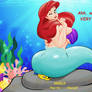 Ariel sitting on Flounder