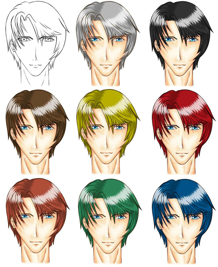 8 Hair Colours on Anime Man by sassie-kay on DeviantArt