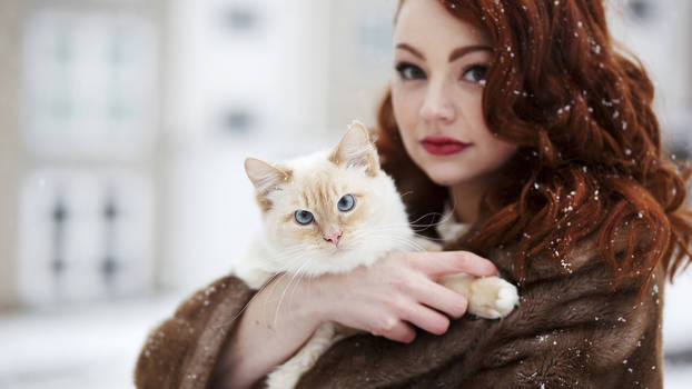 Red Haired Beauty and her Cat