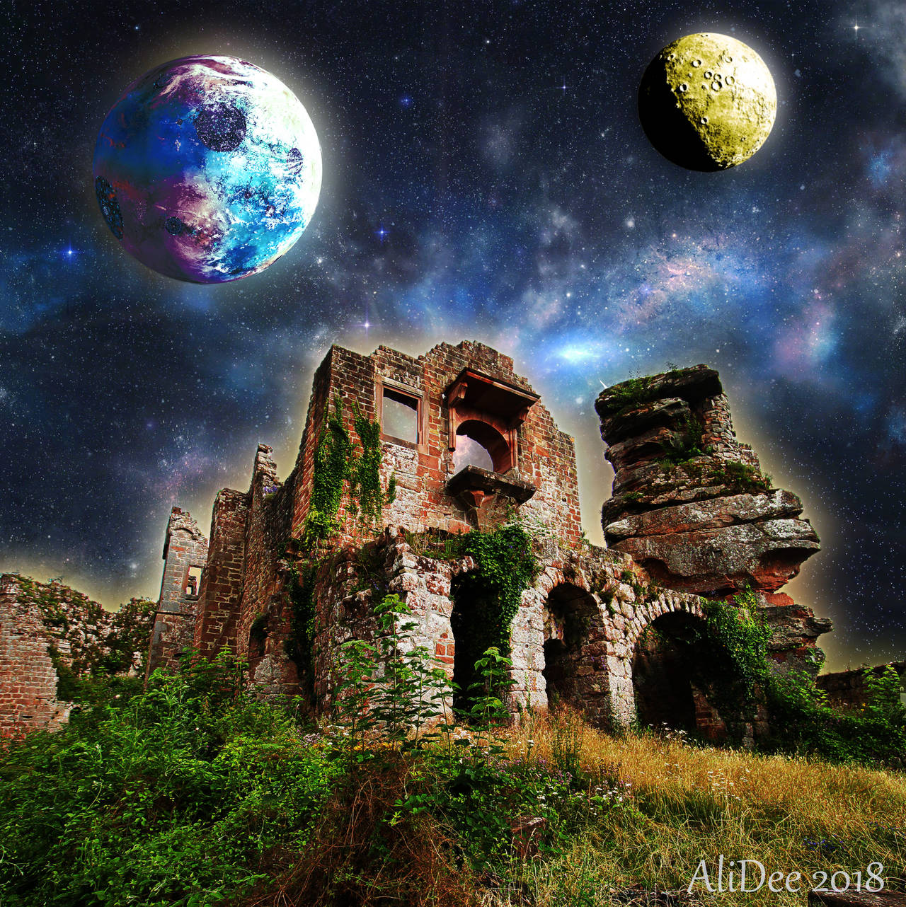 Ruins Glowing with Celestial Sky by AliDee33