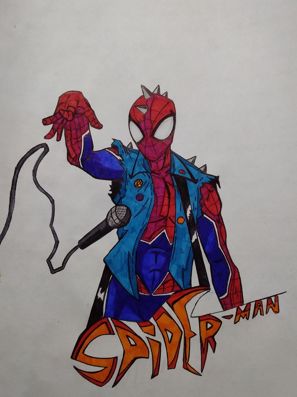 My drawing of Spiderpunk! 🎸 : r/SpiderVerse