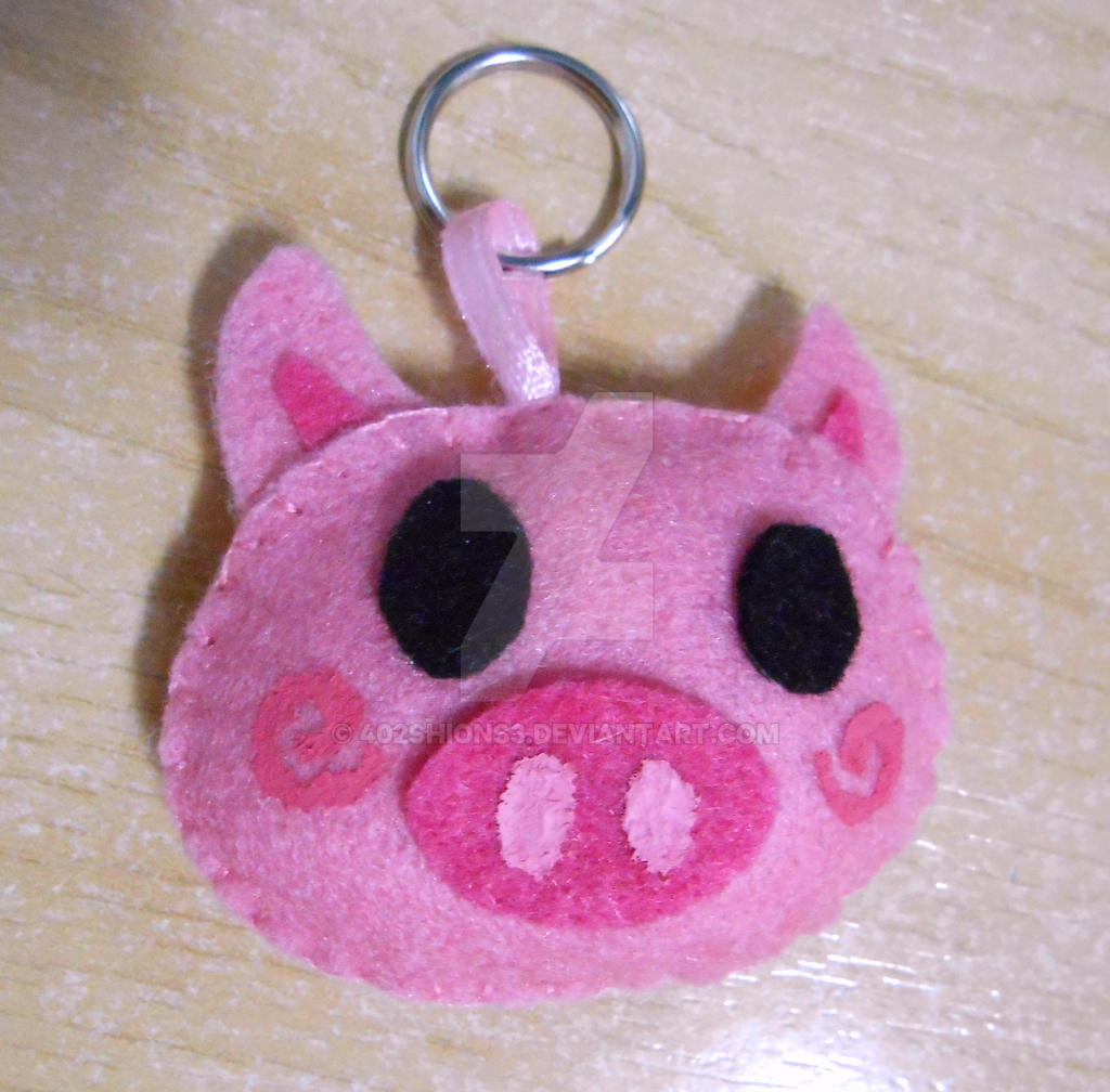 Pink Felt Pig Keyholder