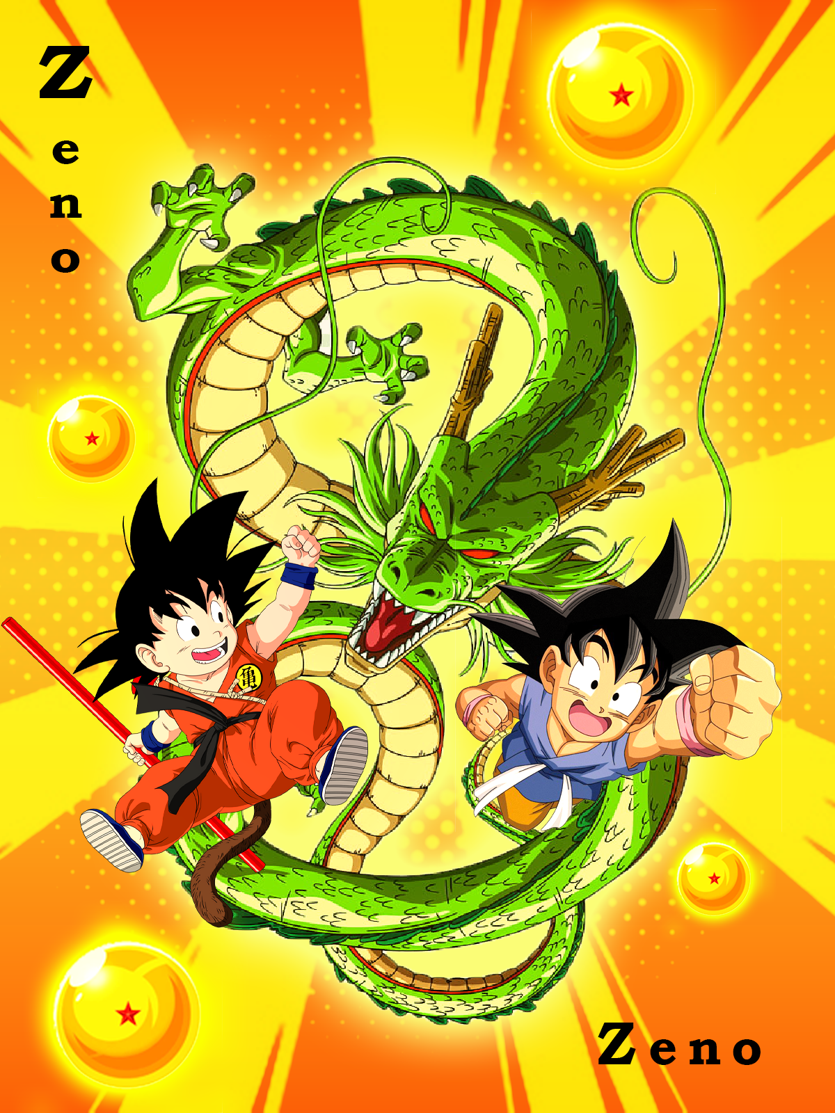 DBZ Kid Goku and Shenlong Poster