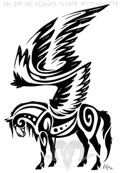 Winged Draft Horse Tribal