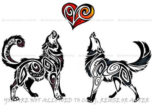 Snow Leopard And Wolf Tribal