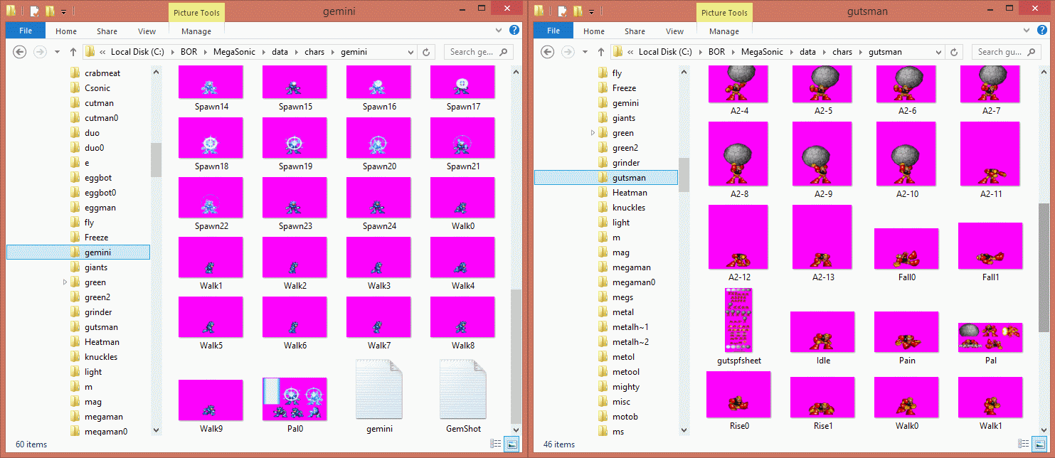 Megasonic: Gemini and Guts entity folders